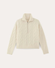 The Cable Half-Zip in Luxe Merino | Bone