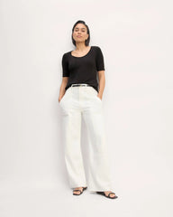 The Vintage Rib Scoop-Neck Top | Black