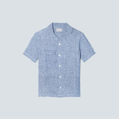 The Resort Shirt in Linen | Blue / White Pinstripe