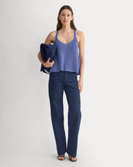 Racerback V-Neck Sweater | Blue Dusk