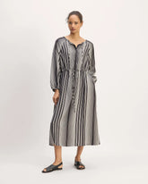 The TENCEL™ Gathered Maxi Dress | Black / Bone