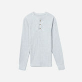 The Waffle Long-Sleeve Henley Tee | Heathered Light Grey