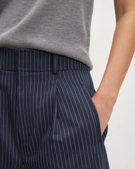 The Draper Pleated Pant in Buttersmooth | Navy / Bone | 32" Inseam
