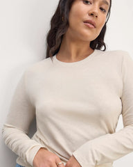 The Slim Long-Sleeve Crew in Essential Cotton | Heathered Oat