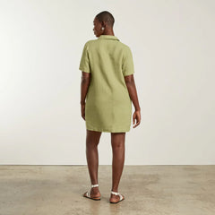 The Linen Workwear Dress | Leek
