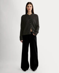 The Crew Cardigan in Alpaca | Heathered Black