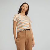 The Box-Cut Tee in Essential Cotton | Caramel / Canvas Tan | No Pocket
