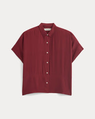 The Boxy Shirt in Washable Silk | Pomegranate
