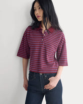 Pique Boxy Polo | Pomegranate/Heather Rose/Estate Blue