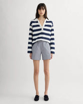 The Easy Short | Dark Denim Pinstripe