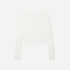The Supima® Micro Rib Cropped Long-Sleeve Crew | White