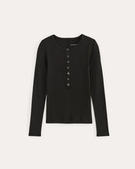 The Luxe Rib Henley | Black