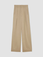 The Draper Pleated Pant in Buttersmooth | Cornstalk / Black | 32" Inseam
