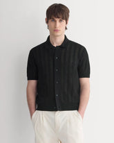 Textured Knit Resort Shirt | Black