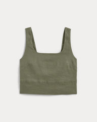 The Square Tank in Stretch Linen | Lichen Green