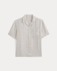 Linen Resort Shirt | Bone Plaid