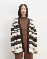 The SuperFuzz Alpaca Cardigan | Bone / Hot Fudge / Heather Charcoal