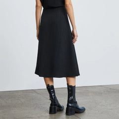 The City Stripe Midi Skirt | Black