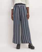 The Satin Pull-On Pant | Navy / Bone