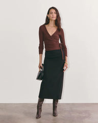 The Cozy Rib Wrap Top | Dark Mahogany