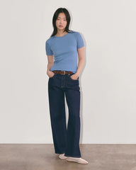 The Luxe Rib Crew | Bluebell