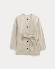 The Long Denim Barrel Jacket | Garment-Dyed Sand