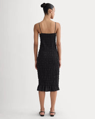 The Smocked Column Dress | Black