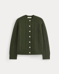 Cable Cardigan in Extrafine Luxe Merino | Dark Forest