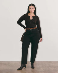 The Luxe Rib Henley | Black