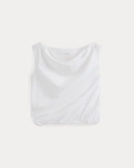 Boatneck Twisted Top in Essential Cotton | White