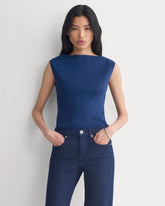 Boat-Neck Ribbed Knit | Estate Blue