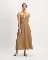 The Linen Halter-Neck Dress | Tiger's Eye