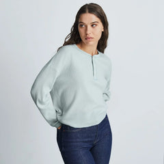 The Organic Cotton Waffle Henley | Ice Blue