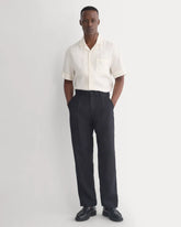 Soyeux Linen Pleated Trouser | Black