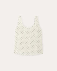 The Scoop Tank in Washable Silk | Bone / Black Square Dot