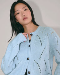 The Pointelle Cardigan in Cloud | Chambray Blue