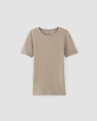 The Luxe Rib Crew | Heathered Tan