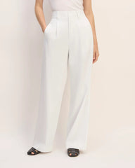 The Draper Pleated Pant in Buttersmooth | White | 32" Inseam