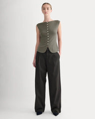 Sleeveless Button-Up in Butterluxe | Taupe