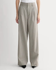 The Draper Pleated Pant in Buttersmooth | Deep Taupe Mini Gingham | 32" Inseam