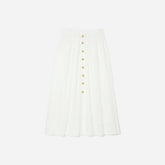The Easy Button-Front Skirt | White
