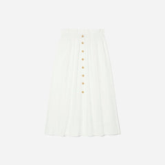 The Easy Button-Front Skirt | White