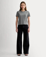 The Box-Cut Tee in Essential Cotton | Heathered Charcoal | Pocket