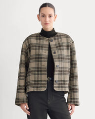 The Cocoon Coat in Wool | Chocolate Plum/Heather Charcoal