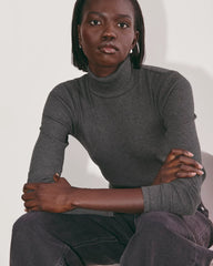 The Luxe Rib Turtleneck | Heathered Soot