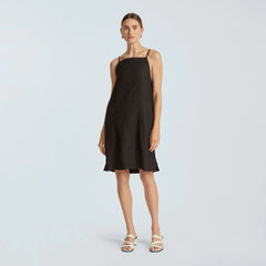 The Linen Apron Dress | Black