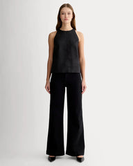 The Linen High-Neck Tank | Black