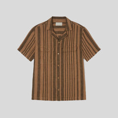 The Resort Shirt in Linen | Toasted Coconut / Black