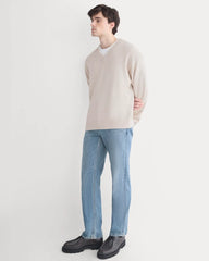 Relaxed V-Neck Sweater in Everyday Cotton | Heathered Oat