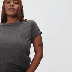 The Organic Cotton Box-Cut Pocket Tee | Charcoal | No Pocket